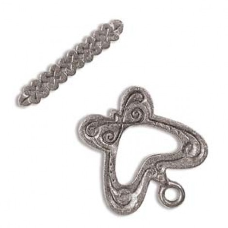 20mm Antique Silver Pewter Butterfly Toggle Clasps