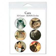 35mm Cats in Art Round Collage Sheet - 12 images