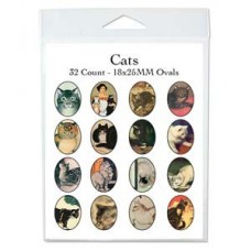 18x25mm Cats in Art Oval Collage Sheet - 32 images