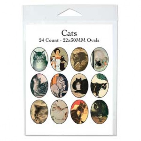 22x30mm Cats in Art Oval Collage Sheet - 24 images
