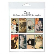 24x48mm Cats in Art Rect Collage Sheet - 16 images