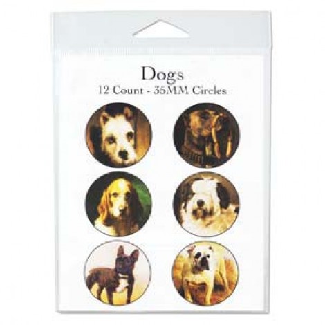 35mm Dogs in Art Circle Collage Sheet - 12 images