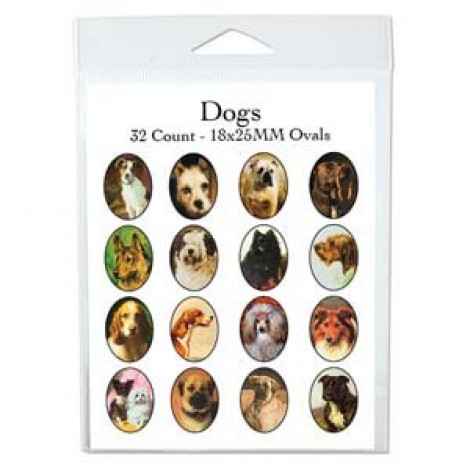 18x25mm Dogs in Art Oval Collage Sheet - 32 images