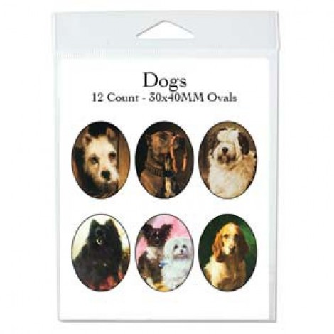30x40mm Dogs in Art Oval Collage Sheet - 12 images