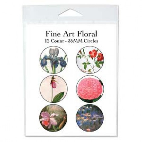 35mm Flowers in Art Circle Collage Sheet - 12 images