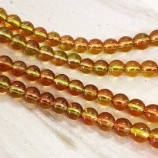 6mm Peridot/Gold Silver Lined Beads - Strand