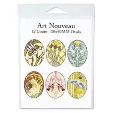 22x30mm Oval Art Nouveau Collage Sheet - 12 images
