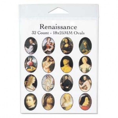 18x25mm Renaissance Art Oval Collage Sheet - 32 images