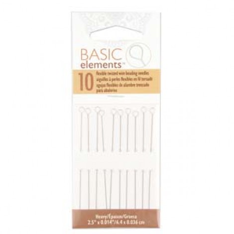 Beadsmith Basic Elements Twisted 2.5" Wire Needles - Heavy - Pack of 10