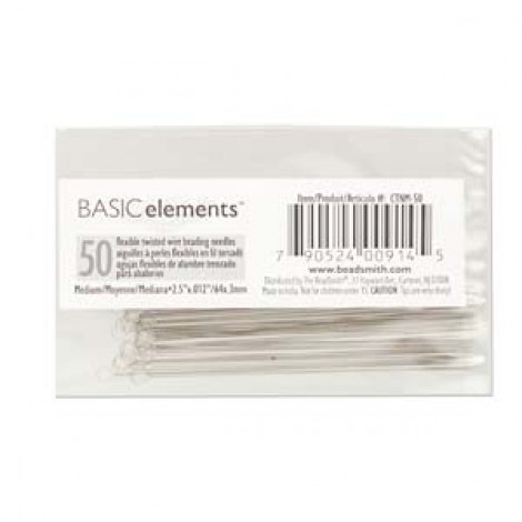 Beadsmith Twisted 2.5" (63mm) Wire Needles - Medium - Pack of 50