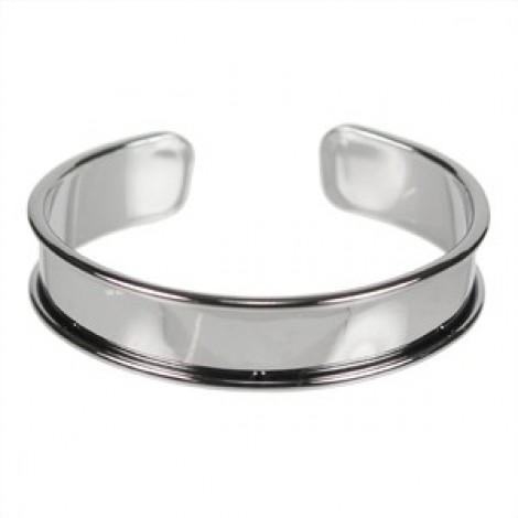 62x14.5mm Rhodium Plated Bracelet Cuff with 10mm Channel
