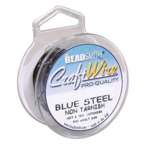 28ga Beadsmith Pro-Quality Anti-Tarnish Blue Steel Craft Wire - 15yd