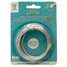 12ga Beadmith Wire Elements Dead Soft Anti-Tarnish Craft Wire - Silver - 1.52m