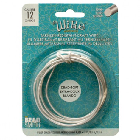 12ga Beadmith Wire Elements Dead Soft Anti-Tarnish Craft Wire - Silver - 1.52m
