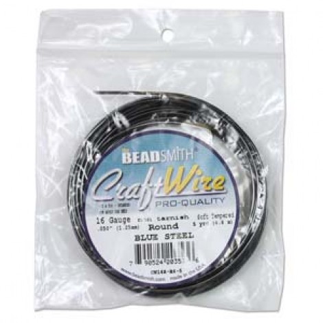 16ga Beadsmith Pro-Quality Blue Steel Plated Round Wire - 5yd