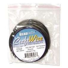 16ga Beadsmith Pro-Quality Hematite Plated Round Wire - 5yd