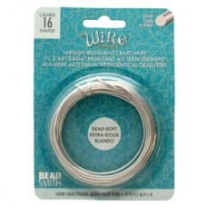 16ga Beadsmith Wire Elements Anti-Tarnish Dead Soft Silver Craft Wire