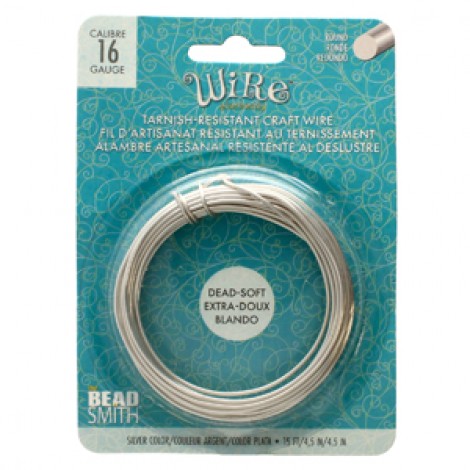 16ga Beadsmith Wire Elements Anti-Tarnish Dead Soft Silver Craft Wire - 5yd (4.6m)