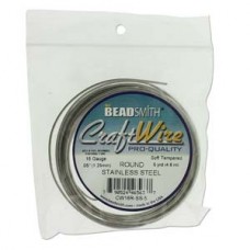 16ga Beadsmith Wire Elements Craft Wire - Stainless Steel