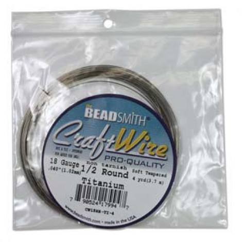 18ga Beadsmith Anti-Tarnish Half-Round Wire -Titanium