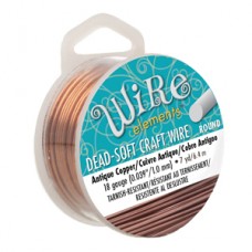 18ga Beadsmith Wire Elements Dead Soft Anti-Tarnish Craft Wire - Antique Copper - 7yd