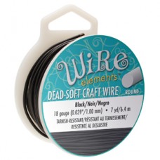 18ga Beadsmith Wire Elements Dead Soft Anti-Tarnish Craft Wire - Black - 7yd (6.4m)