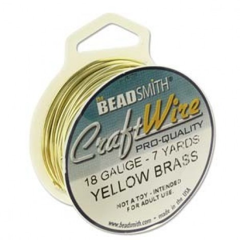 18ga Beadsmith Pro-Quality Wire - Bare Yellow Brass - 6.4m