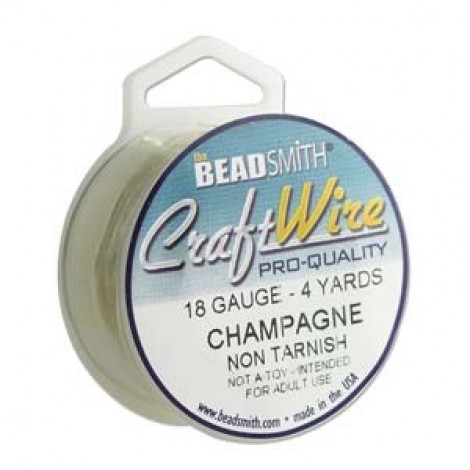18ga Beadsmith Pro-Quality Round Wire - Champagne Gold