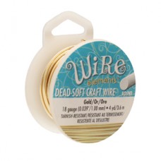 18ga Beadsmith Wire Elements Dead Soft Anti-Tarnish Wire - Gold - 4yd (3.65m)