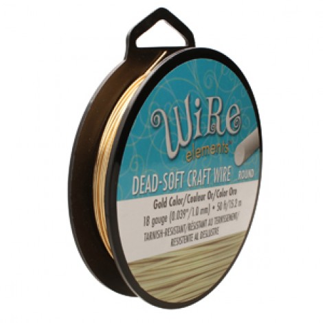 18ga Beadsmith Wire Elements Dead Soft Anti-Tarnish Wire - Gold - 1/4lb - 50ft (15.2m) 18ga Beadsmith Wire Elements Dead Soft Anti-Tarnish Wire - Gold - 1/4lb - 50ft (15.2m)