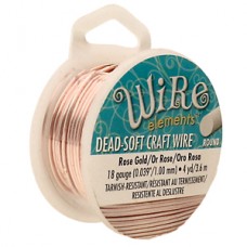 18ga Beadsmith Wire Elements Dead Soft Anti-Tarnish Rose Gold Craft Wire - 4yd