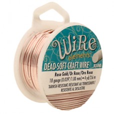 18ga Beadsmith Wire Elements Dead Soft Anti-Tarnish Rose Gold Craft Wire - 4yd (3.65m)
