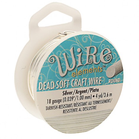 18ga Beadsmith Wire Elements Dead Soft Anti-Tarnish Craft Wire - Silver - 4yd (3.65m)