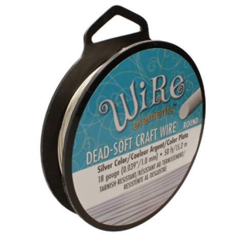 18ga Beadsmith Wire Elements Dead Soft Anti-Tarnish Craft Wire - Silver - 1/4lb - 15.2m