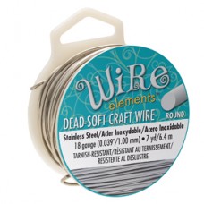 18ga Beadsmith Wire Elements Dead Soft Craft Wire - Stainless Steel - 7yd