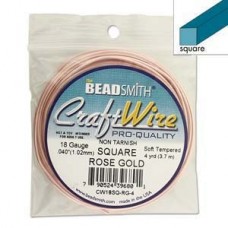 18ga Square Beadsmith Pro-Quality Wire - Rose Gold