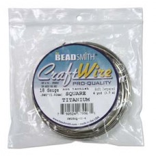 18ga Square Beadsmith Anti-Tarnish Wire - Titanium Colour - 4yd (3.65m)
