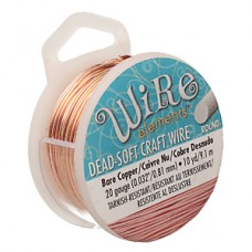 20ga Beadsmith Wire Elements Dead Soft Craft Wire - Bare Copper - 10yd