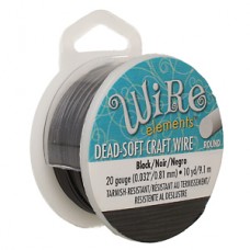 20ga Beadsmith Wire Elements Dead Soft Craft Wire - Black - 10yd