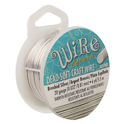 20ga Beadsmith Wire Elements Dead Soft Non-Tarnish Craft Wire - Brushed Silver - 6yd (5.4m)