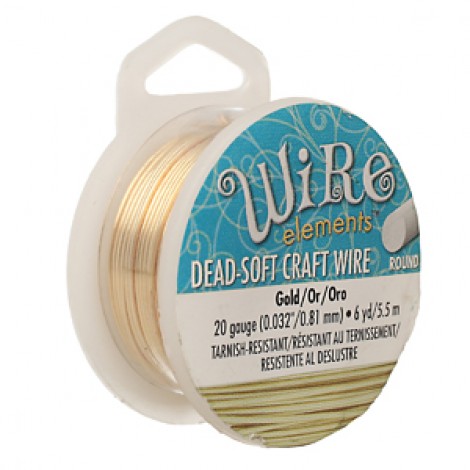 20ga Beadsmith Wire Elements Dead Soft Anti-Tarnish Wire - Gold - 6yd (5.48m)