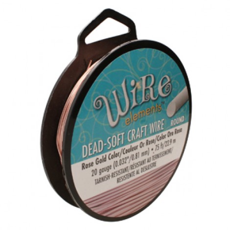 20ga Beadsmith Wire Elements Anti-Tarnish Dead Soft Craft Wire -  Rose Gold - 1/4lb (22.8m)