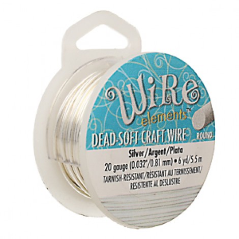20ga Beadsmith Wire Elements Dead Soft Anti-Tarnish Craft Wire - Silver - 6yd (5.48m)