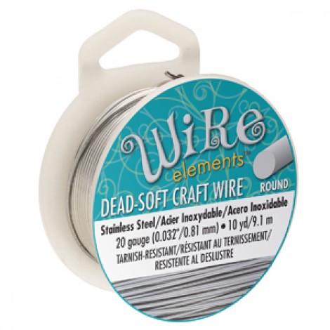 20ga Beadsmith Wire Elements Dead Soft Copper Craft Wire - Stainless Steel - 10yd (9.1m)
