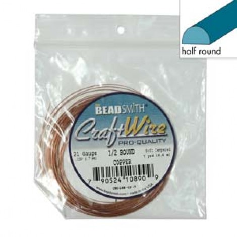 18ga Beadsmith Wire Elements Tarnish Resistant Half Round Craft Wire - Copper