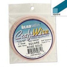 21ga Square Beadsmiith Craft Wire - Rose Gold 4yd