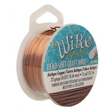 22ga Beadsmith Wire Elements Dead Soft Anti-Tarnish Craft Wire - Antique Copper - 15yd