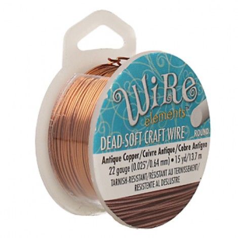 22ga Beadsmith Wire Elements Dead Soft Anti-Tarnish Craft Wire - Antique Copper - 15yd