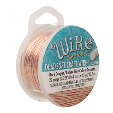 22ga Beadsmith Wire Elements Dead Soft Craft Wire - Bare Copper - 15yd