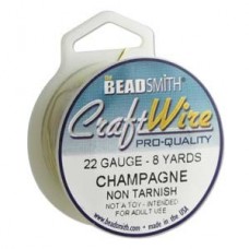 22ga Beadsmith Pro-Quality Round Wire - Champagne Gold